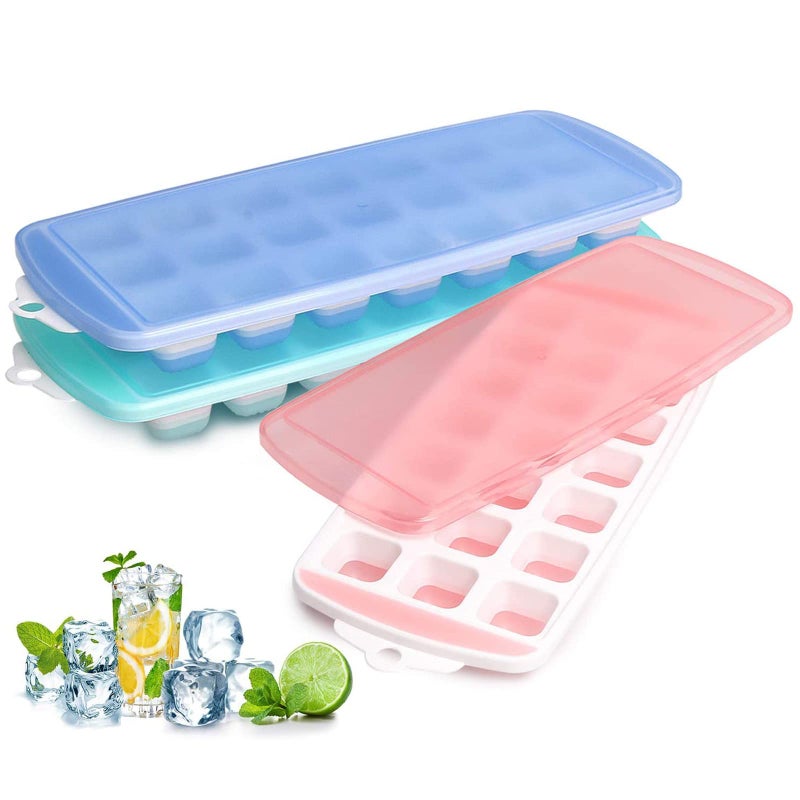 Fuukou Silicone Ice Cube Tray with Lid - Mini Silicone Ice Tray with Lid,Small Ice Cube Tray,Tiny Ice Cube Trays for Iced Coffee,Baby Food,BPA Free,Easy Release - Image 1